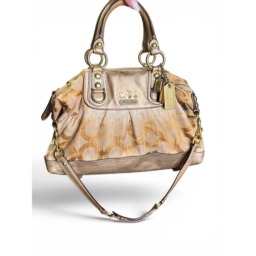 Rare Coach Madison Sabrina 13584 Op Art Ikat Satchel Gold EUC Limited Ed. Y2K